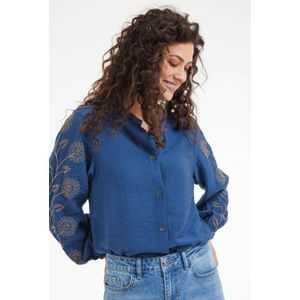 Didi - Blouse - Blauw - Rechtvallende Pasvorm - Lange Mouwen