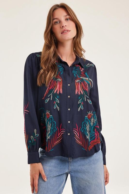 DIDI - Blouse Vista Blue Bloomscape - Blauw - Maat 38