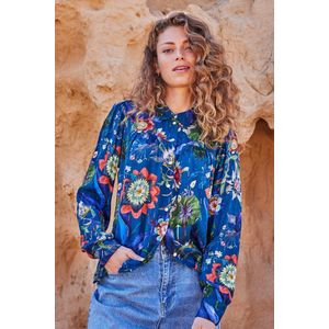 DIDI - Blouse Sable Blue Floral - Blouse - Blau - Lange Mouwen