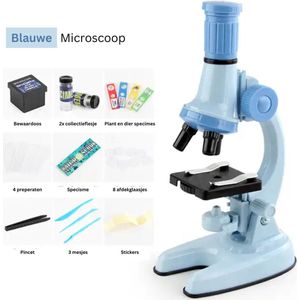 Playos® - Microscoop voor Kinderen - Blauw - tot x1200 - LED Verlichting - 5 Kleurenlens - met Accessoires - Junior Microscoop - STEM Speelgoed - Wetenschappelijk Speelgoed - Educatief
