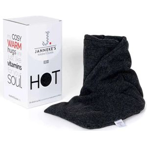 Janneke's Warmtesjaal - Pittenzak - Kersenpitkussen - Kruik - Lijnzaad - Fijne Wafelstof - Antraciet Donker