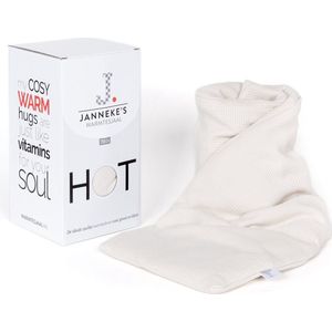Janneke's Warmtesjaal - Pittenzak - Kersenpitkussen - Kruik - Lijnzaad - Fijn Wafelstof - Beige