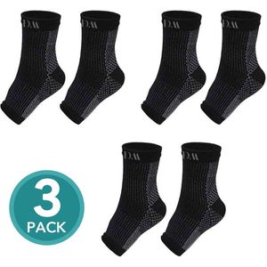 De Millennials - Compressiekousen voor heren en dames - 3 paar - Zwart - Maat L/XL- Maat 40-46 - Plantaire fasciitis kousen - Compressie - voetbandage - compressiesokken - plantar fasciitis sokken - sport - fitness - hardlopen - doorbloeding -