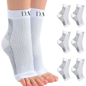 De Millennials - Compressiesokken voor heren en dames - 3 paar - Wit - Maat S/M - Maat 34-40 - Compressie sokken -enkelbandage - voetbandage - compressiekousen - plantar fasciitis sokken - sport - fitness - hardlopen - doorbloeding -