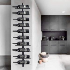 Wijnrekken - Wijnrek - Zwart Metalen Flessenrek - Wandmontage - Modern Design - Voor 10 Flessen