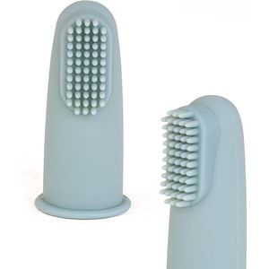 Dutsi - Siliconen - Baby Vingertandenborstel - BPA vrij - Pastelblauw