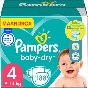 Pampers - Baby Dry - Maat 4 - Maandbox - 188 luiers - 9/14 KG
