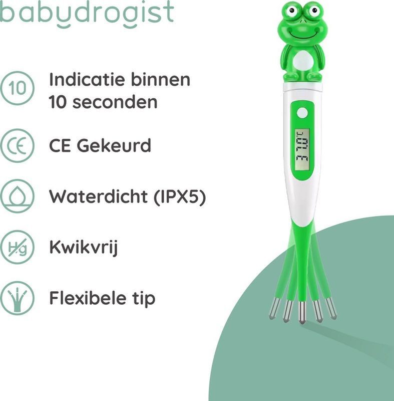 Babydrogist - Digitale Baby Thermometer - Kikker - Flexibele Tip