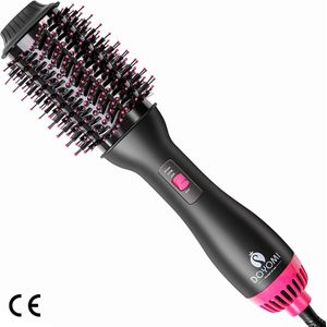 Professionele 4-in-1 Warmeluchtborstel - Drogen, Rechttrekken, Krullen en Volume Geven - 55MM Ovaalvormige Borstelföhn met Anti-Frizz Keramische Cilinder en Negatieve Ionen