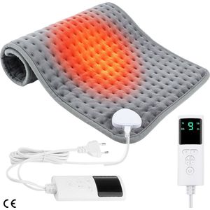Elektrisch Warmtekussen - 30 x 60 cm - 9 Temperatuurstanden - Wasbaar - Digitaal Display