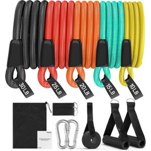 Weerstandsbanden Set voor Fitness - Anti-Breuk, Geschikt voor Yoga en Pilates - Duurzame Trainingsbanden voor Krachttraining - Resistance Bands - Fitness Elastiek - Weerstandsbanden - Fitness