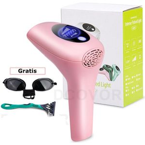 Epileerapparaat Dames Voor Gezicht - Laser Ontharingsapparaat 1000000 Flitsen - IPL Ontharingsapparaat 8 Standen Veiligheidsbril Scheermesje - Roze