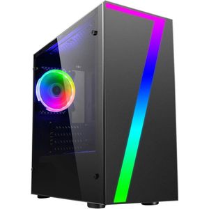 7-Seven PC Case - Computerkast Desktop Met RGB Strips & Ventilator - Computer Behuizing Watergekoeld Met Stoffilter