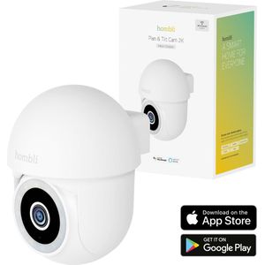 Hombli 2K Pan & Tilt - Beveiligingscamera - Bewakingscamera voor buiten - 2K - Gekleurd Nachtzicht - Volgfunctie - Wit