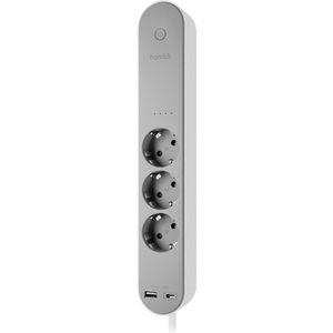 Hombli Slimme Stekkerdoos – 3-Voudig - 1x USB 1x USB-C met Schakelaar – App met Energiemonitor/Verbruiksmeter – Overspanningsbeveiliging - 1.5m Snoer