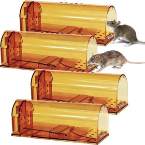 Muizenval - Diervriendelijke Muizenvallen - 4 stuks Voor Binnen en Buiten - Bruin