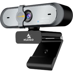 Webcam - Full HD 1080P - AutoFocus - Lichtcorrectie - Twee microfoons - Grijs