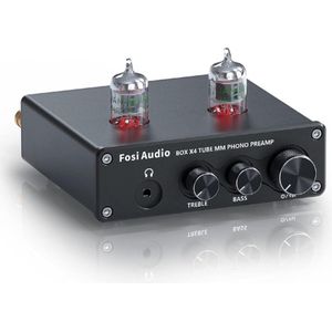 Voorversterker – Hoofdtelefoonversterker - Vacuum Buizen voor MM Draaitafel – Hi-Fi - Ideaal voor Platenspeler - Zwart