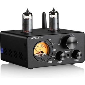 Digitale versterkers - Bluetooth 5.0 – Vacuümbuisversterker – Stereo ontvanger Amp - Coax/Opt HIFI Home Audio – USB/RCA - met VU-meter - Zwart