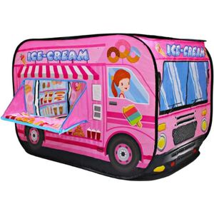 IJskar Speelgoed - Opvouwbare Speeltent - Uitklapbare ijscowagen - Kinderspeelgoed - 3 tot 5 Jaar - Roze