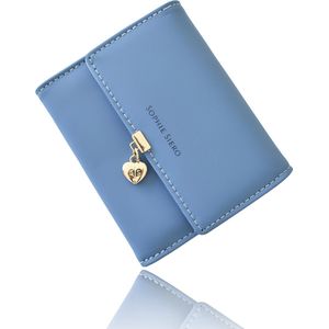 Beurs Dames klein - Portemonnee donkerblauw Sophie met muntvak -kunstleer beurs met hartje van Sophie Siero