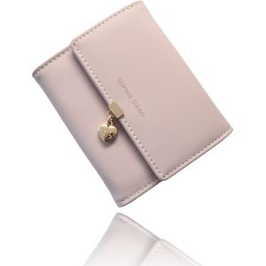 Beurs Dames klein - Portemonnee roze Sophie met muntvak -kunstleer beurs met hartje van Sophie Siero