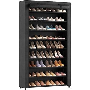 Brixy - Schoenenrek XXL - Zwart - 9-Laags Schoenenkast - Tot 54 Paar Schoenen - 160x100x28cm
