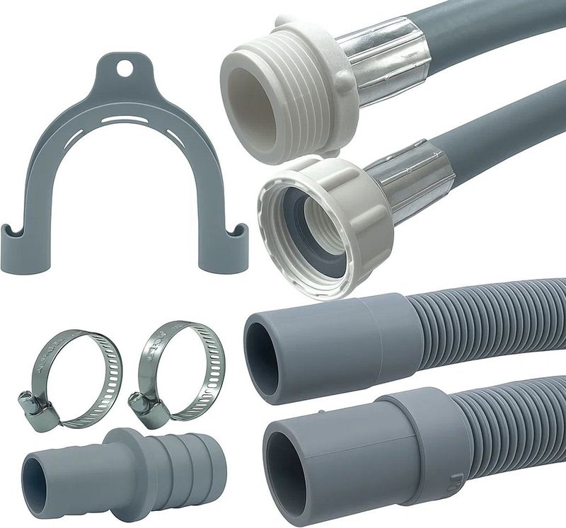 Fixem® - 1.5M Verlengslang Set - Voor Wasmachine en Vaatwasser - Inclusief Afvoerverbindingsstuk en Slangklemmen