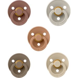 Bibs fopspenen 0-6 maand set 5 stuks Dark Oak,Vanilla,Desert Sand,Woodchuck en Sand maat 1