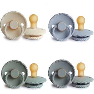 FRIGG ROPE Fopspeen set 4 stuks Cream,Sage,Powder Blue en French Gray 0-6 maand