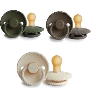 FRIGG ROPE Fopspeen set 3 stuks Olive,Portobello en Cream 0-6 maand