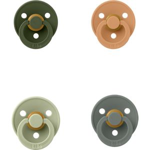 Bibs fopspeen 6-18 maand set 4 stuks Pumpkin,Pine,Sage en Hunter Green maat 2