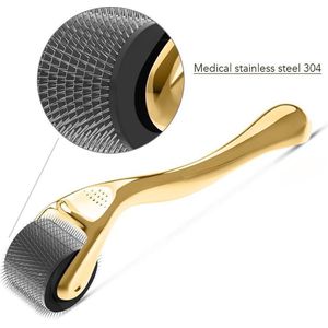 CHPN - Dermaroller - 1.5mm - Micro Naaldjes - Goud Gezichtsroller - Roller voor gezicht - Acne - Rimpels - Cellulitis - Littekens - Striae - Haargroei - Beter bloedsomloop - Gezichtsverzorging