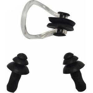 CHPN - Zwemoordoppen Neusklem - Oordoppen - Zwemklem - Zwemneusklem - Zwemoordop - 3-delig -Zwart - Universeel