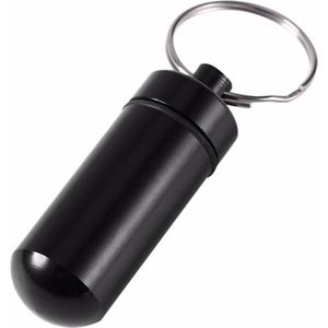 CHPN - Waterdichte sleutelhanger - Medicijn-Koker - - Pillen-Koker - Sleutelhanger Zwart - Aluminium - Zwart