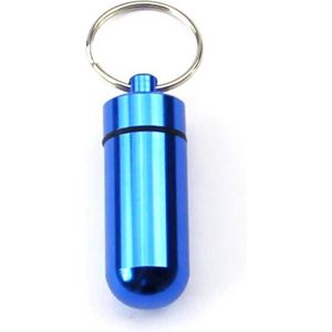 CHPN - Waterdichte sleutelhanger - Medicijn-Koker - - Pillen-Koker - Sleutelhanger Blauw - Aluminium