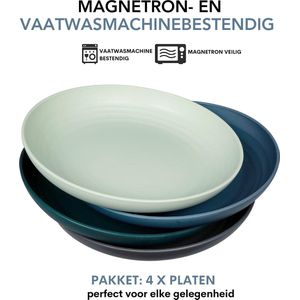 Dinerborden Set Van 4 - et van 4 Onbreekbare 25,4 cm Grote Dinerborden van Polypropyleen - Lichtgewicht, Magnetron- en Vaatwasmachinebestendig - Stijlvol Dineren Zonder Gedoe!
