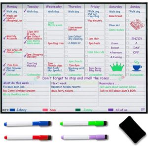 Magnetische Weekplanner Whiteboard Koelkast - Weekmenu Planner - Famillieplanner - Organiseer en voorkom zo stress in je leven