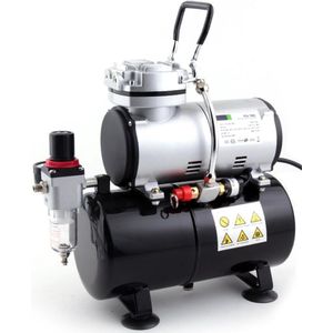 FD-186 Airbrush-compressor met luchtreservoir, krachtige luchtstroom en luchtdruk, drukreservoir, 4 bar, automatische stop