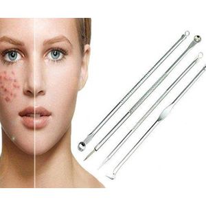 Blackhead Verwijderaar I 5-delige Mee-eters & Acne Verwijder Set I Anti Puistjes I Comedonenlepels I Comedonendrukker I Zilver I RVS