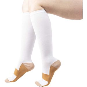 Sport Sokken I Hardloop Sokken I Hardlopen I Fitness Sokken I Koper Compressie Kousen I Steunkousen I Vliegtuigsokken I Maat L/XL (40-47) I Wit