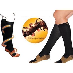 Koper Compressie Kousen I Compressie Sokken I Steunkousen I Sport Sokken I I Vliegtuigsokken I Zwart I Maat L/XL (40-47)