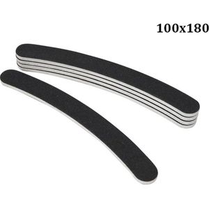 5x Boomerang Vijlen 100/180 Grit I Gebogen Nagelbuffer I Nagelvijl I Polijstblok I Polijstblok Nagels I Bufferblock I Nail buffer I 17 x 2 Cm I Zwart