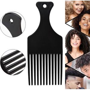 Afro Haarkam I Krullend Haar Ontwarren I Barbier Kam I Kapperskam I Haar Accessoire I Vermindert Kroezen I 16 x 7,5 CM I Zwart