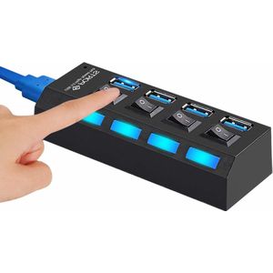 HI Speed 4-Poorts USB 3.0 Hub I Hub Splitter I Aan/Uit Switch I LED I Tot5 GB /s