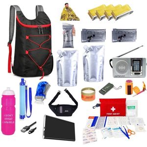 Essentials - Compleet Noodpakket voor Thuis - Noodradio - Survivalradio - EHBO Kit - Powerbank - Rugzak - Waterfilter - Warmtedeken - Noodkaars - Nood Toilet - Knijpkat Zaklamp - Noodfluit - Waterzakken 1000ml - Lucifers