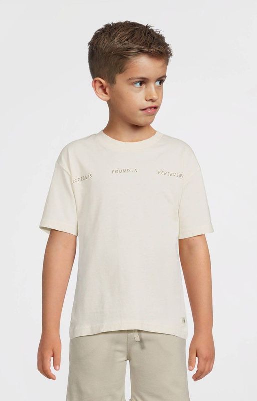 LEVV - T-shirt - Beige - Katoen - Korte Mouwen