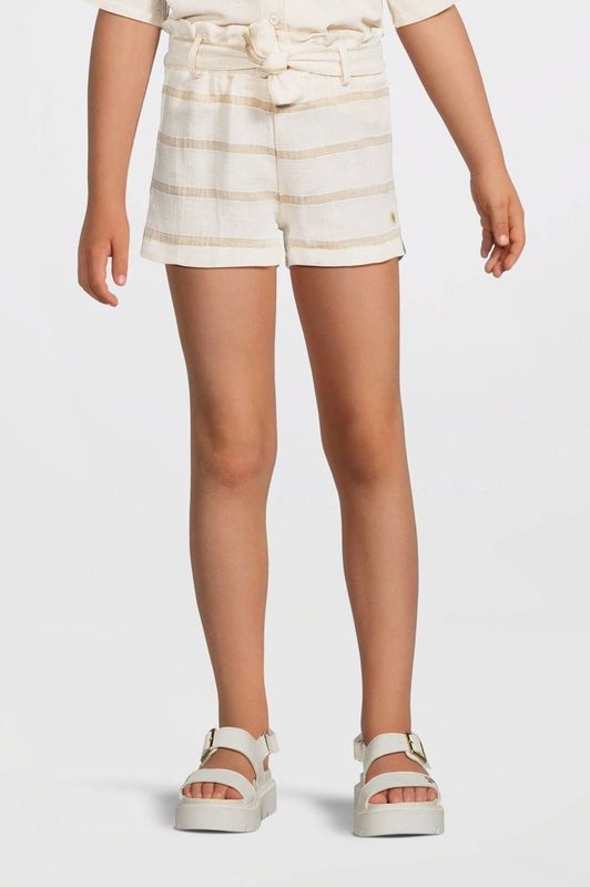 LEVV - Relaxte Paperbag Shorts - Ecru - Katoen/Hennep