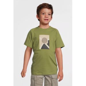 Quapi - T-shirt - Olijfgroen - Katoen-Elastaan - Regular Fit