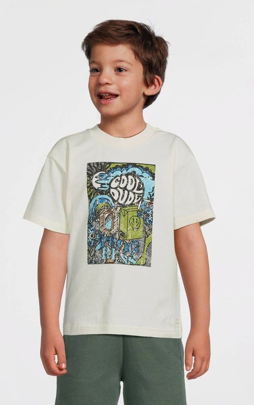 Quapi - T-shirt - Wit Groen Blauw - Katoen Elastaan